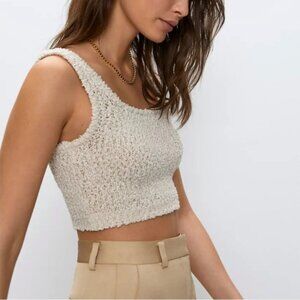 Aritzia Babaton Arjun Sleeveless Scoop Neck Crop Knit Top Cream Sz S
